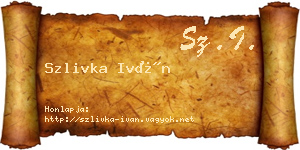 Szlivka Iván névjegykártya