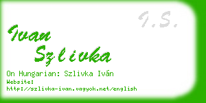 ivan szlivka business card